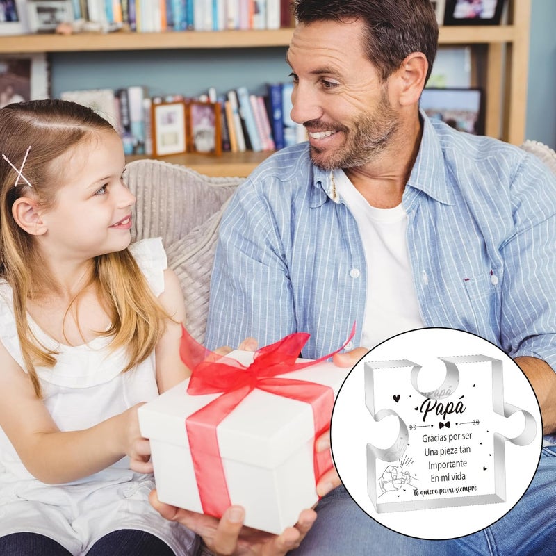 Yopyame Spanish Dad Birthday Gifts - Regalos para Papá Puzzle Acrylic Plaque for Office Desk Decor Keepsake Paperweights Gifts for Dad in Spanish Christmas Father's Day Gifts for Dad from Daughter Son - Image 5